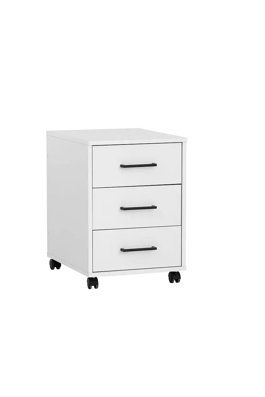 Möbelpartner Rollcontainer Jellyfish | HxBxT 57x40x50cm (Höhe mit Rollen) | 3 Schubladen | Weiß