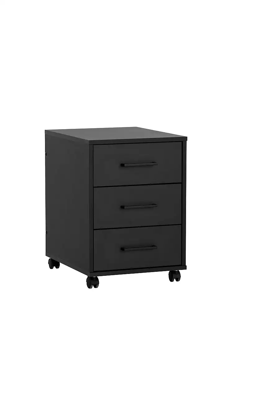 Möbelpartner Rollcontainer Jellyfish | HxBxT 57x40x50cm (Höhe mit Rollen) | 3 Schubladen | Schwarz
