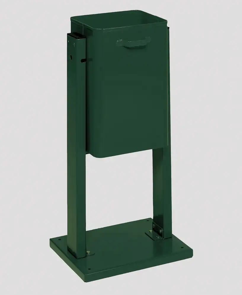 Klassischer eckiger Abfallsammler für Außenbereich | mit Bodenplatte | HxBxT 89x43x31,5cm | Grün