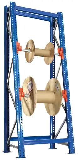 Schulte Kabeltrommel-Regal | SchrägRoll System | Grundregal | HxBxT 200x117x90cm | 2 Kabeltrommelachsen | Achsdurchmesser 60,3mm | Traglast 500kg