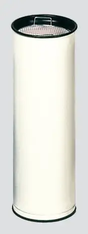 Klassischer runder Ascher mit Sieb, optimal für alle Raucherzonen | HxBxT 66x23x23cm | Verzinkter Stahl | Weiß