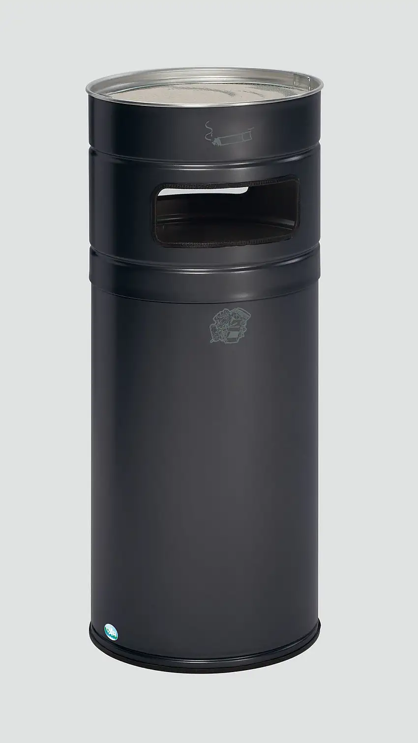 Robuster Kombiascher mit 2-Fach-Einwurf | 104 Liter, HxBxT 99x43,5x43,5cm | Verzinkter Stahl | Anthrazit