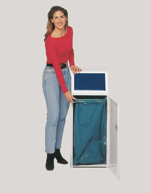 Robuster Wertstoffsammler mit Fronttür & Klemmring | HxBxT 105x40x40,5cm | Verzinkter Stahl | Blau