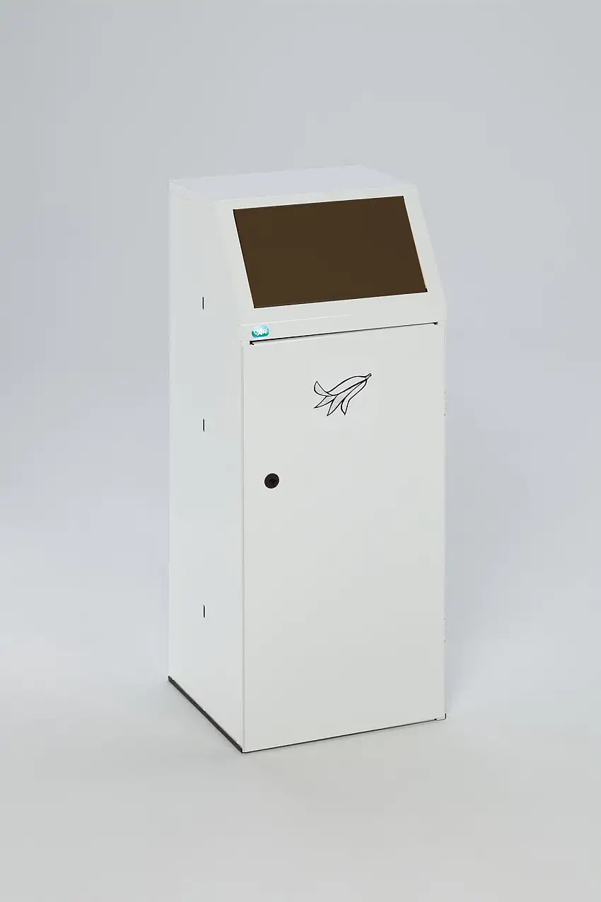 Robuster Wertstoffsammler mit Fronttür & Klemmring | HxBxT 105x40x40,5cm | Verzinkter Stahl | Braun