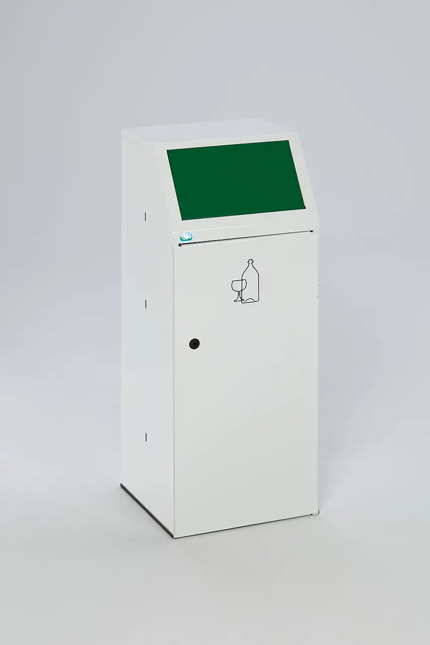 Robuster Wertstoffsammler mit Fronttür & Klemmring | HxBxT 105x40x40,5cm | Verzinkter Stahl | Grün