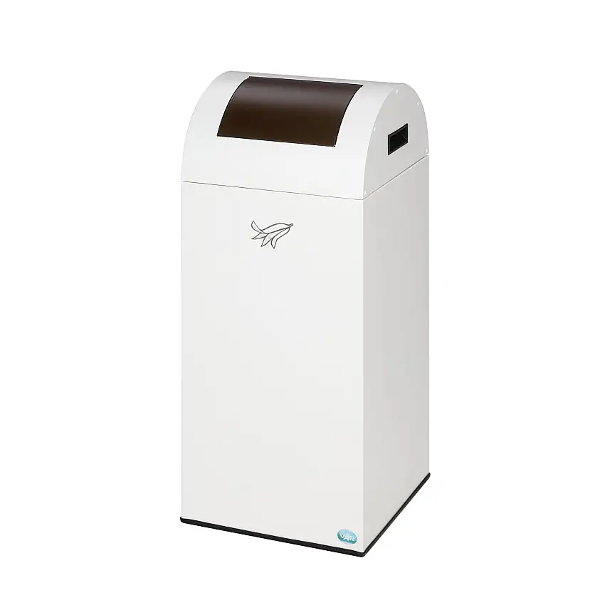 Robuster Wertstoffsammler mit Griffmulden | 60 Liter, HxBxT 80x32x32cm | Verzinkter Stahl | Weiß-Braun