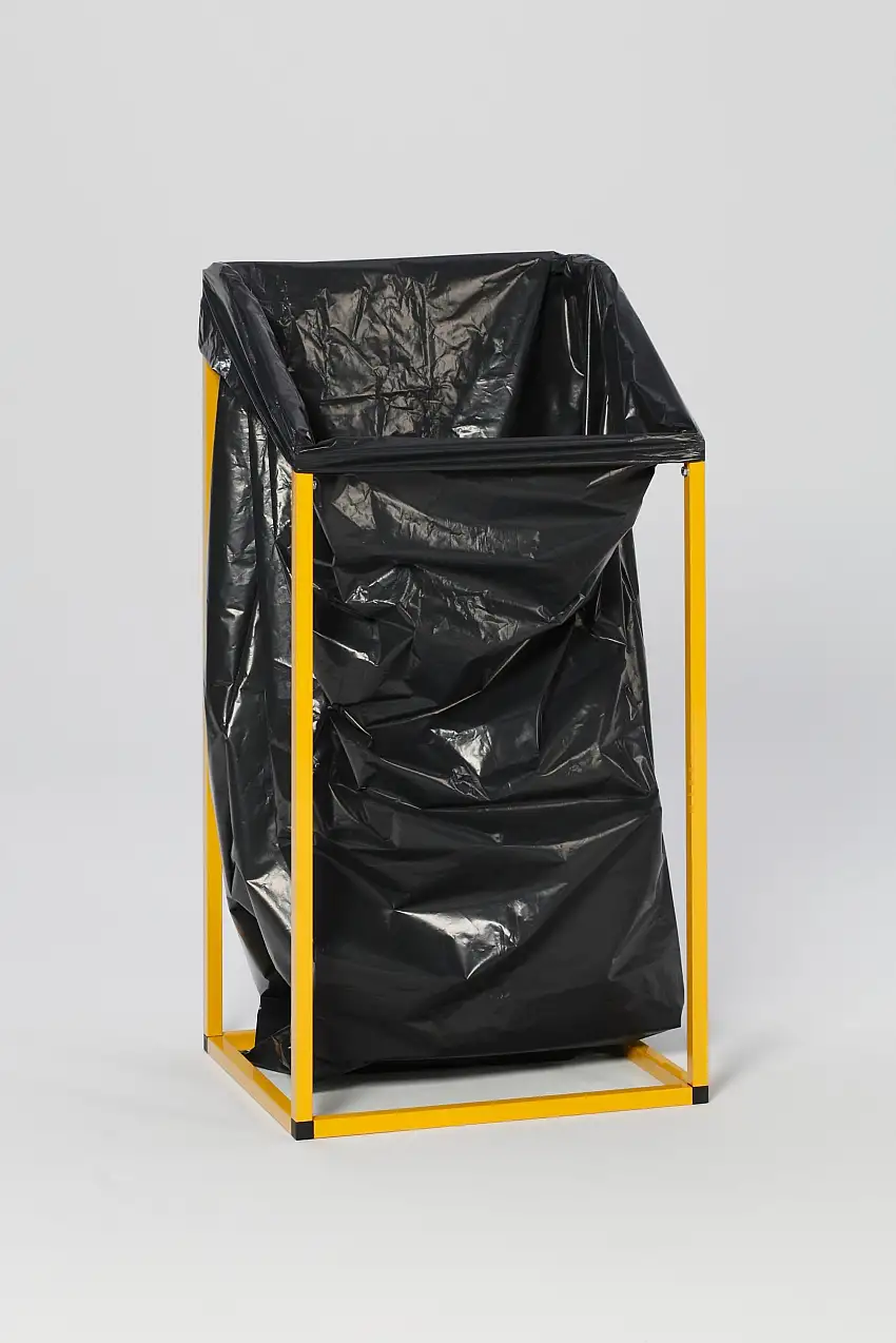 Robuster Müllsackhalter aus Vierkantrohren | für 240 Liter, HxBxT 119x63x54cm | Stahl | Gelb