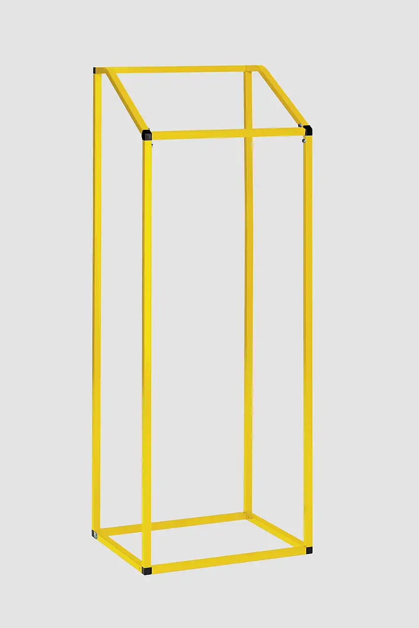 Robuster Müllsackhalter aus Vierkantrohren | für 1000 Liter, HxBxT 183,5x63x54cm | Stahl | Gelb