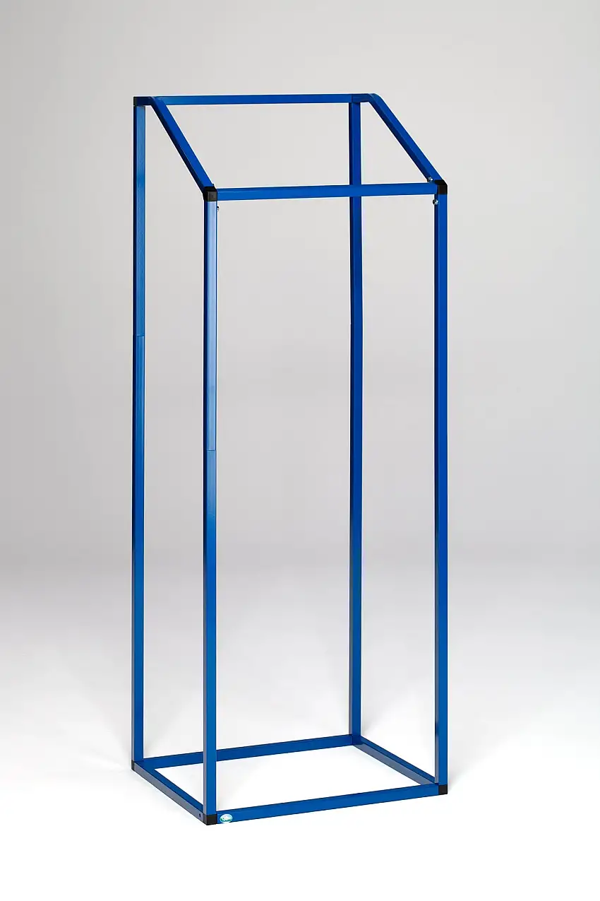 Robuster Müllsackhalter aus Vierkantrohren | für 1000 Liter, HxBxT 183,5x63x54cm | Stahl | Blau