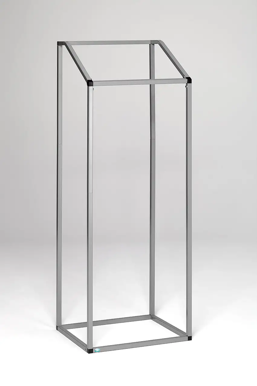 Robuster Müllsackhalter aus Vierkantrohren | für 1000 Liter, HxBxT 183,5x63x54cm | Stahl | Silber
