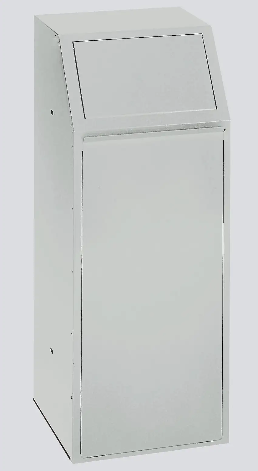 Robuster Wertstoffsammler mit Einwurfklappe selbstschließend | 68 Liter, HxBxT 100x40x40cm | Verzinkter Stahl | Grau