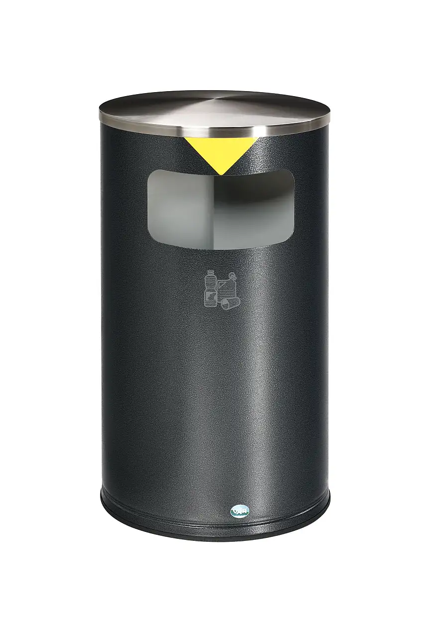 Robuster & modularer Wertstoffsammler mit 3 Öffnungen | 20 Liter, HxBxT 75x42,5x42,5cm | Verzinkter Stahl | Silber
