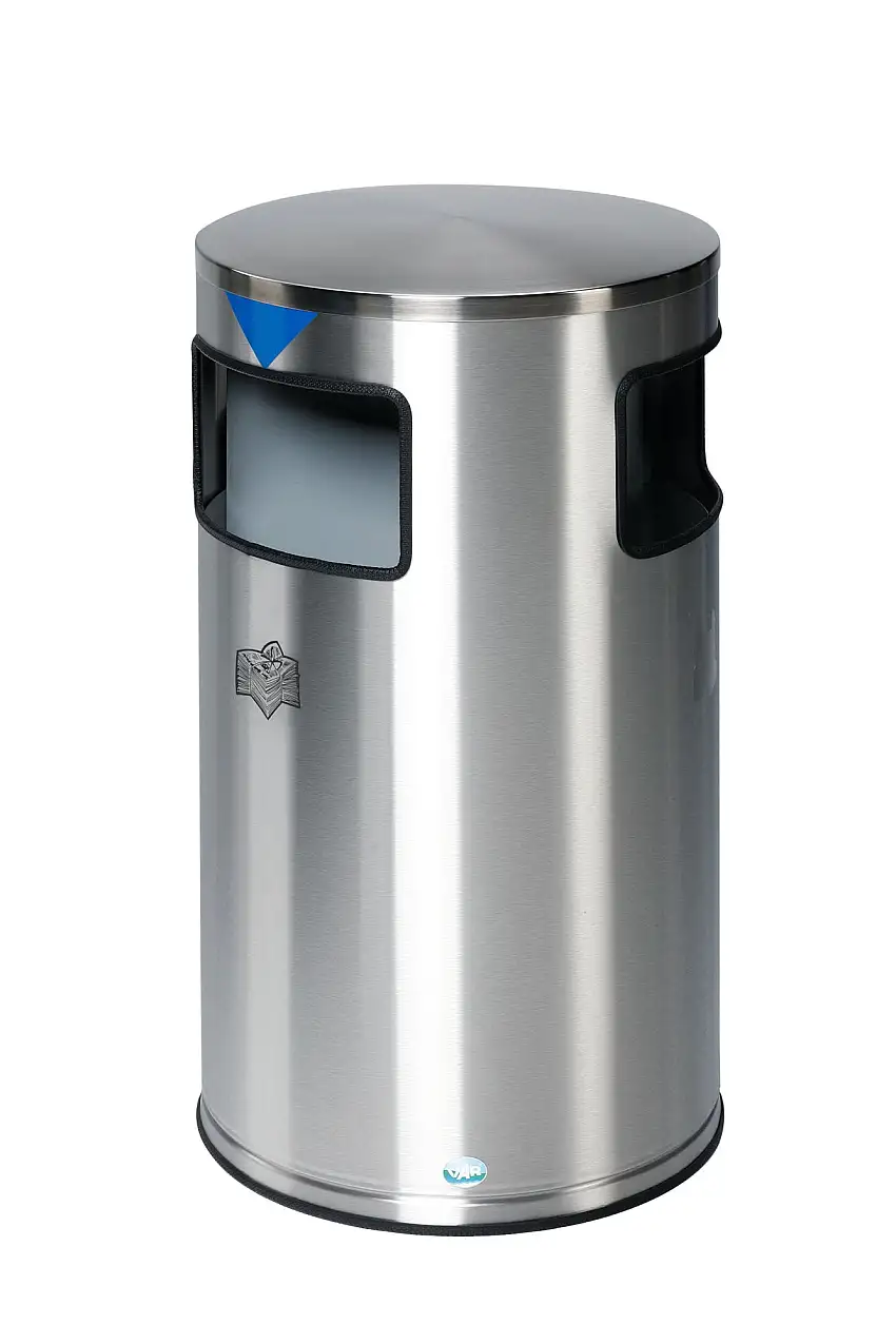 Robuster & modularer Wertstoffsammler mit 3 Öffnungen | 20 Liter, HxBxT 75x42,5x42,5cm | Edelstahl | Grau