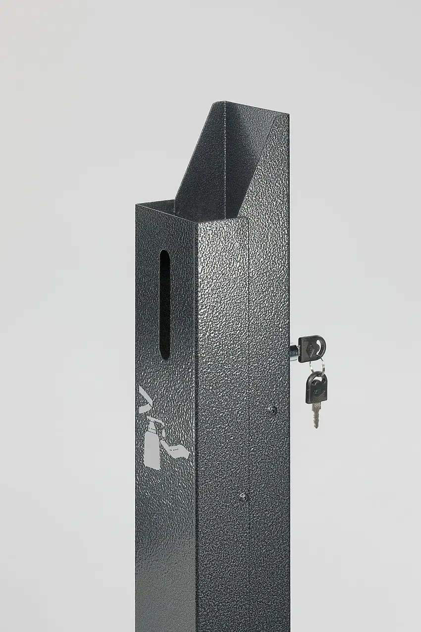 Robuster Handdesinfektionsspender ohne Spender | Bodenmontage | HxBxT 120x18x23cm | Verzinkter Stahl | Grau