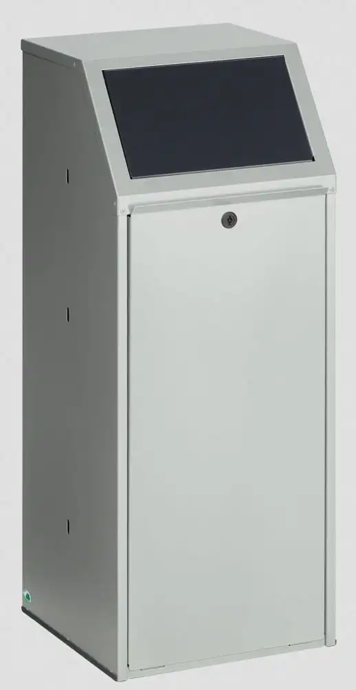 Robuster Wertstoffsammler mit Klapptür | für Restmüll | 70 Liter, HxBxT 100x40x40cm | Verzinkter Stahl | Grau