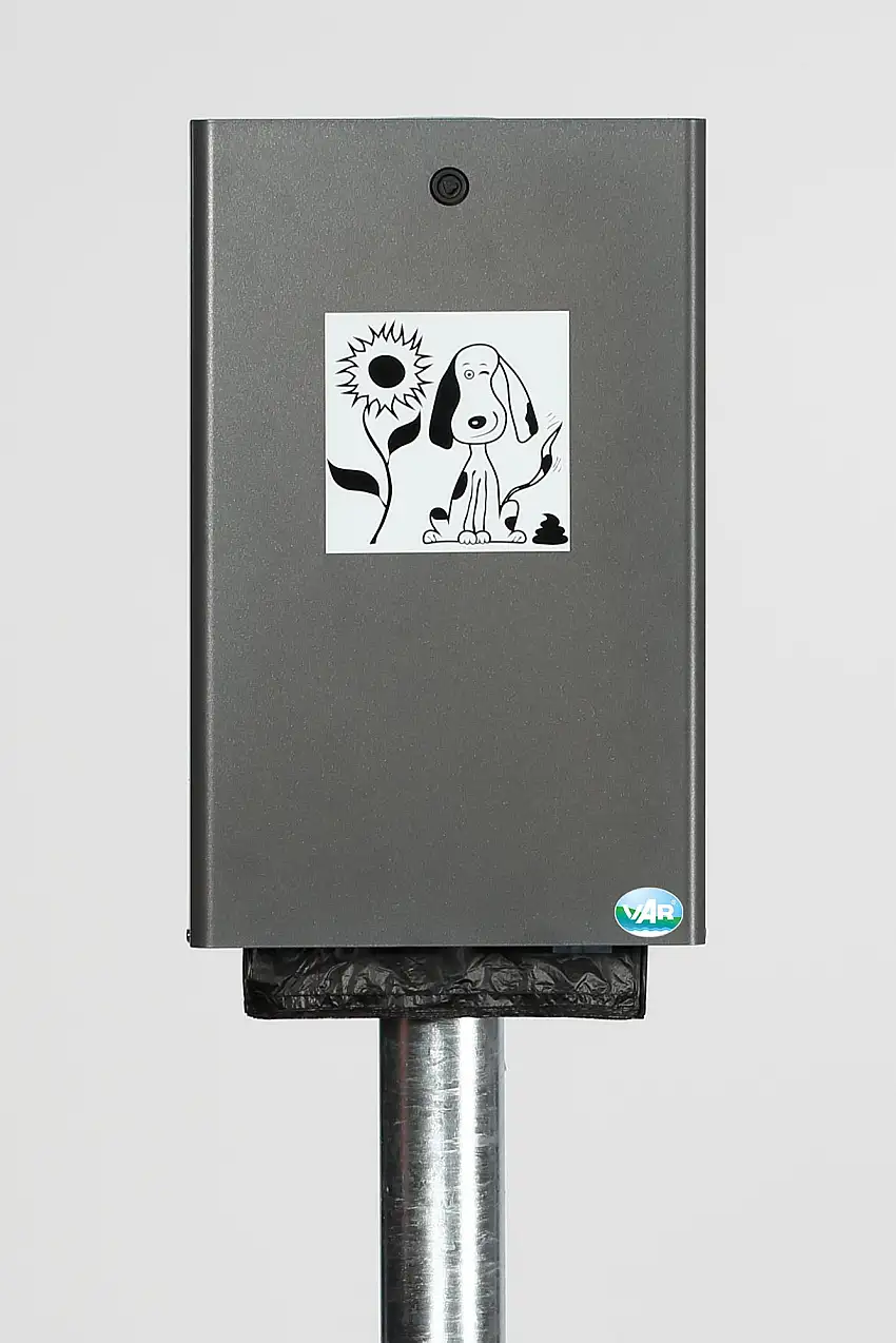 Robuster Hundekotbeutelspender für 200 Beutel | Wand- oder Rohrmontage | HxBxT 43x6x26,5cm | Verzinkter Stahl | Grau
