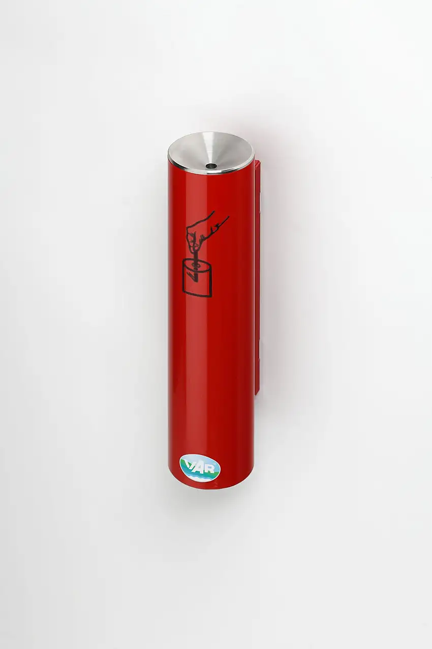 Robuster Sicherheitsascher verschließbar | Keine lange Rauchbelästigung | 0,6 Liter, HxBxT 30x10x10cm | Verzinkter Stahl | Rot