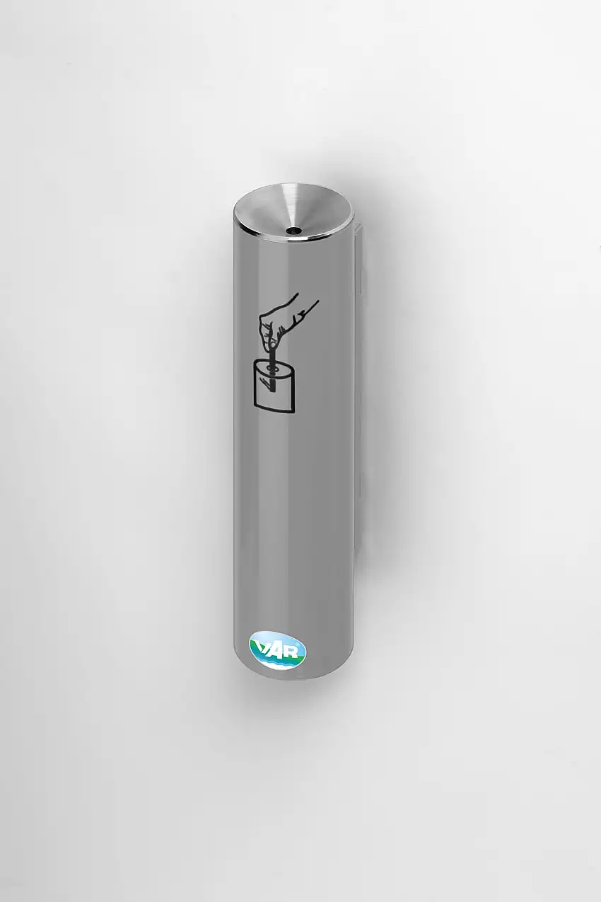 Robuster Sicherheitsascher verschließbar | Keine lange Rauchbelästigung | 0,6 Liter, HxBxT 30x10x10cm | Verzinkter Stahl | Silber