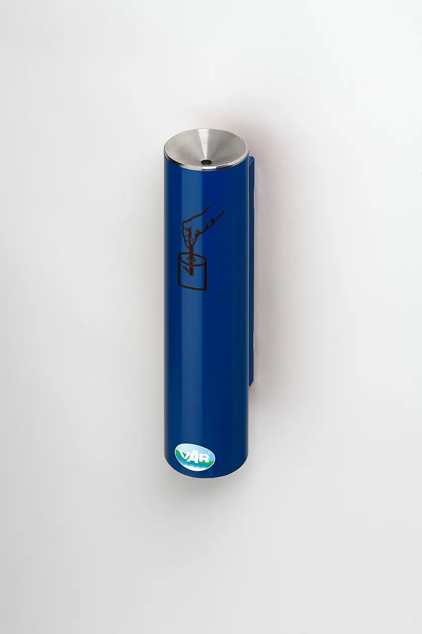 Robuster Sicherheitsascher verschließbar | Keine lange Rauchbelästigung | 0,6 Liter, HxBxT 30x10x10cm | Verzinkter Stahl | Blau