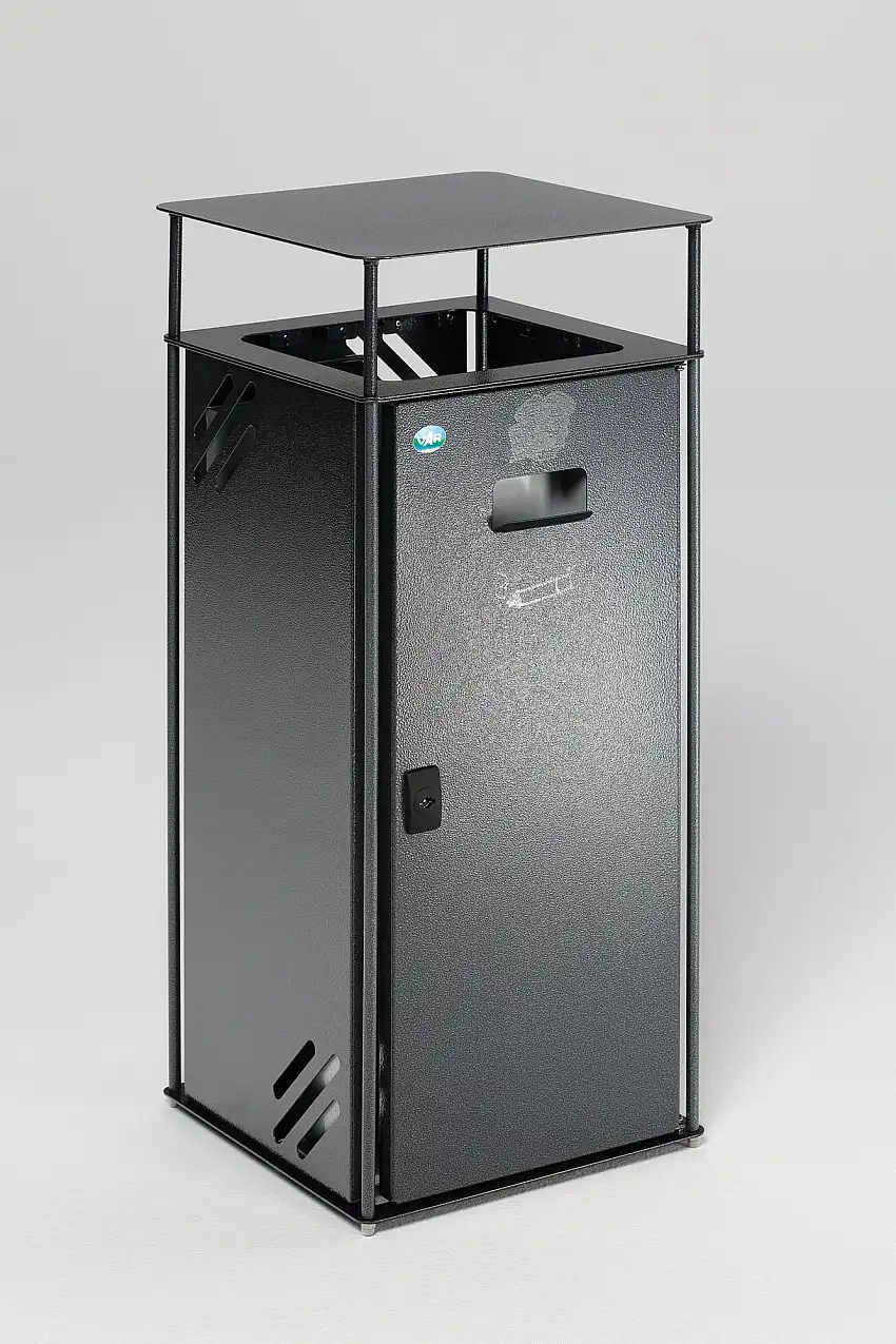 Robuster Kombiascher mit Dach und Einwurfrahmen | 51 Liter, HxBxT 90x40x40cm | Verzinkter Stahl | Anthrazit