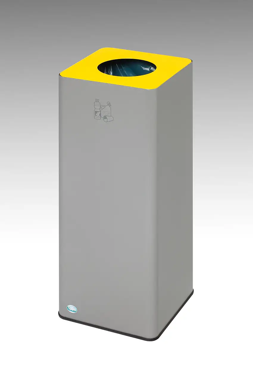 Robuster Wertstoffsammler mit abnehmbarem Deckel | 70 Liter, HxBxT 70x32x32cm | Verzinkter Stahl | Gelb