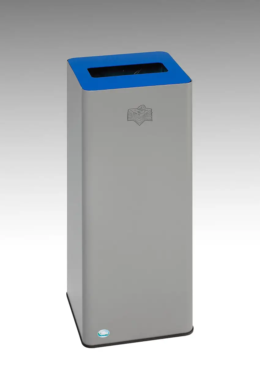 Robuster Wertstoffsammler mit abnehmbarem Deckel | 70 Liter, HxBxT 70x32x32cm | Verzinkter Stahl | Blau