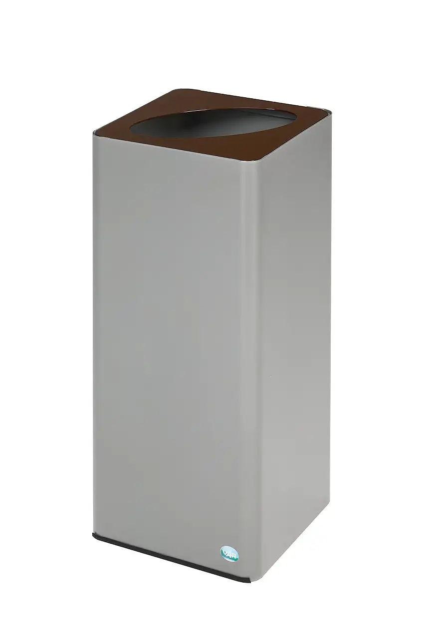 Robuster Wertstoffsammler mit abnehmbarem Deckel | 70 Liter, HxBxT 70x32x32cm | Verzinkter Stahl | Braun