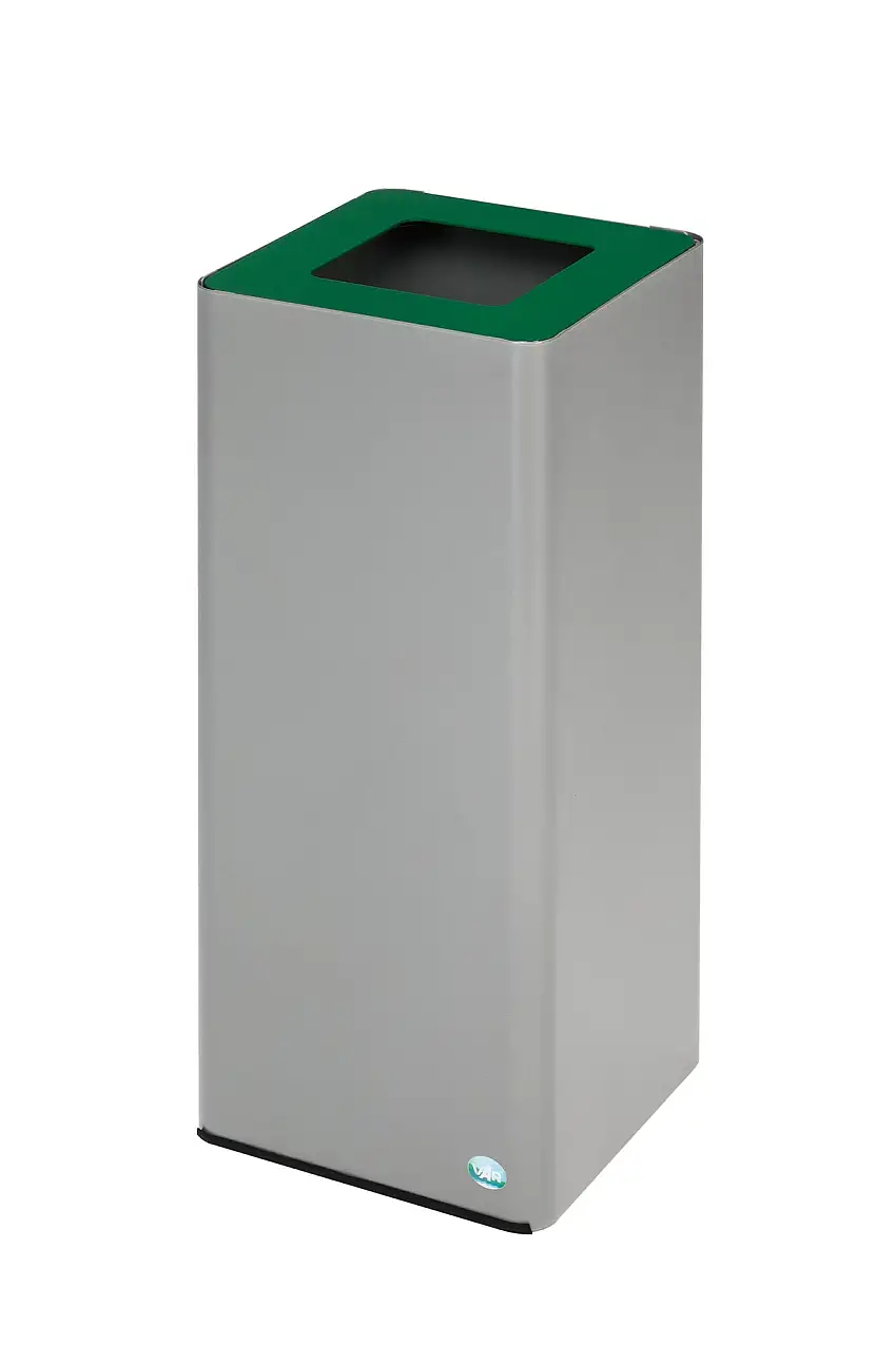 Robuster Wertstoffsammler mit abnehmbarem Deckel | 70 Liter, HxBxT 70x32x32cm | Verzinkter Stahl | Smaragdgrün