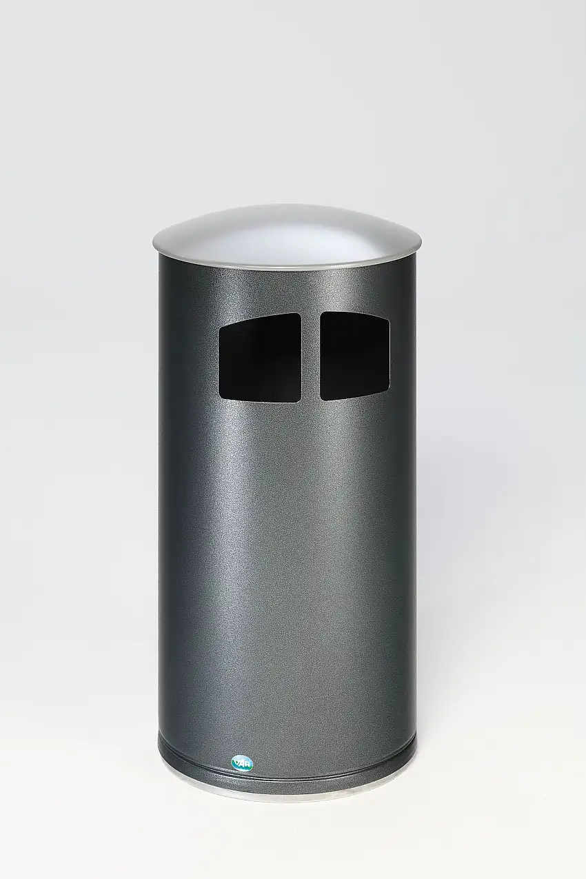 Robuster Kombiascher mit Deckel + Inneneinsatz | HxBxT 92x44,5x44,5cm | Verzinkter Stahl | Silber