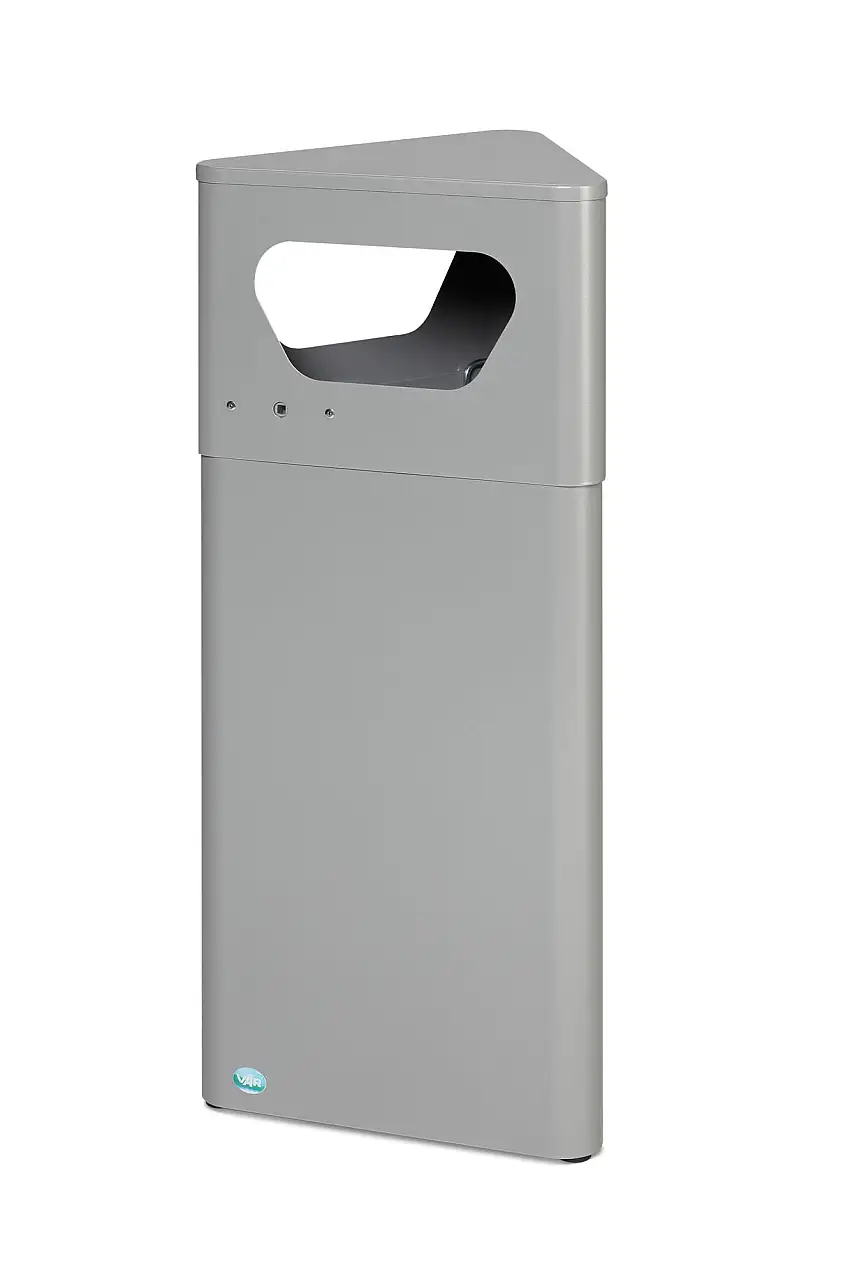 Robuster Abfallsammler eckig mit Inneneinsatz | 32 Liter, HxBxT 90x36,5x41cm | Verzinkter Stahl | Silber