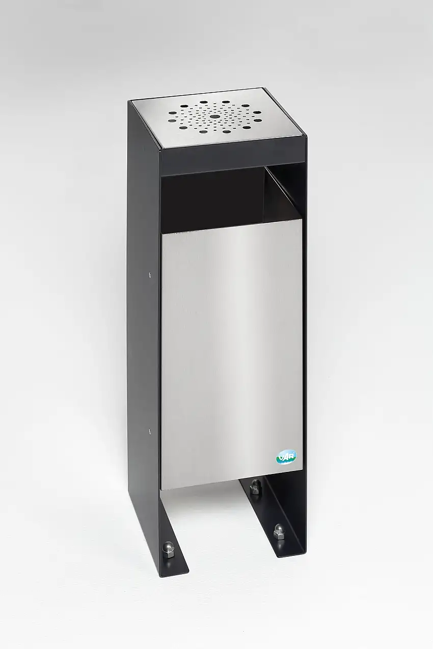 Robuster Kombiascher | 60 Liter, HxBxT 72x25x25cm | Verzinkter Stahl | Schwarz