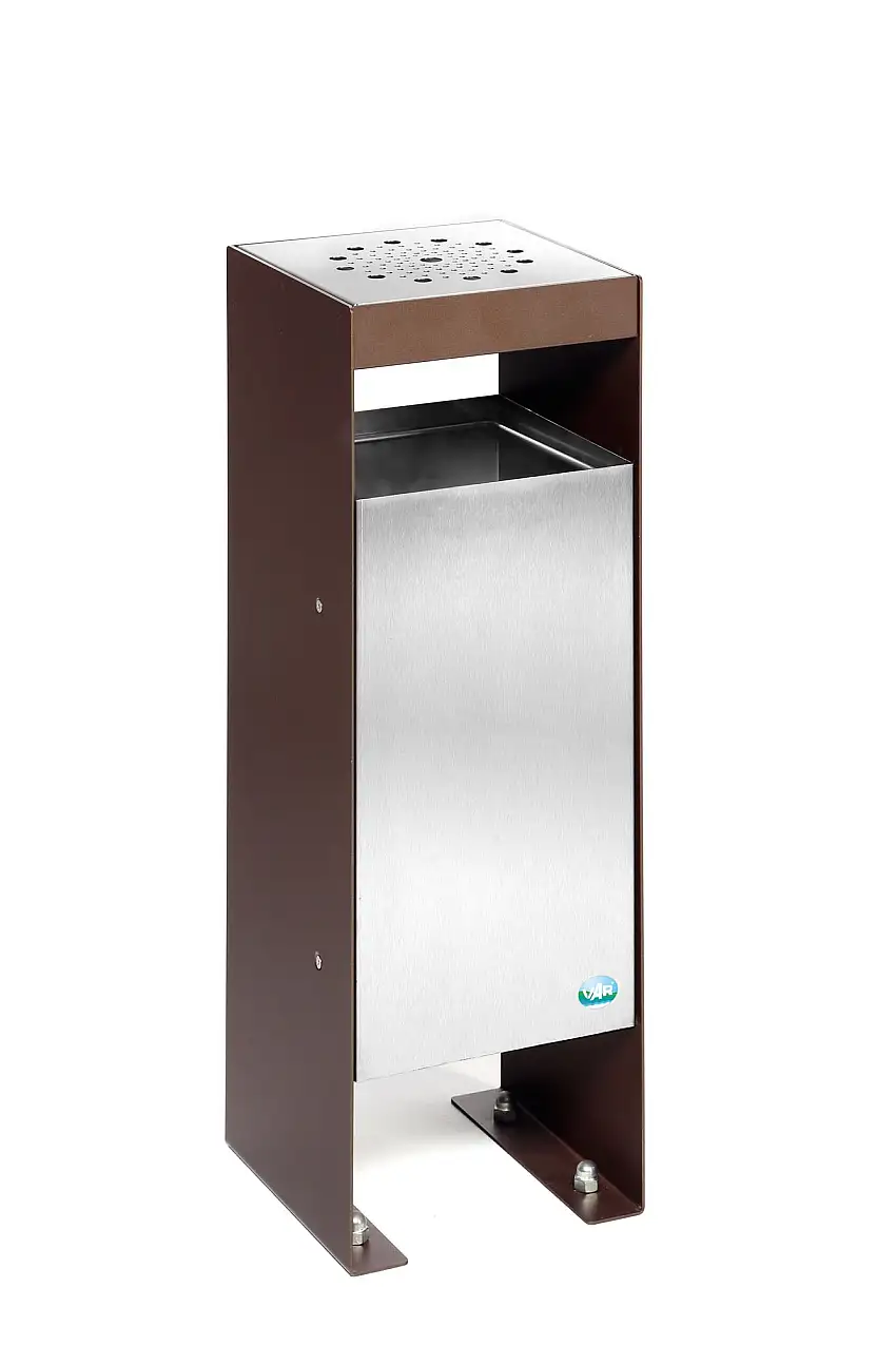 Robuster Kombiascher | 60 Liter, HxBxT 72x25x25cm | Verzinkter Stahl | Braun