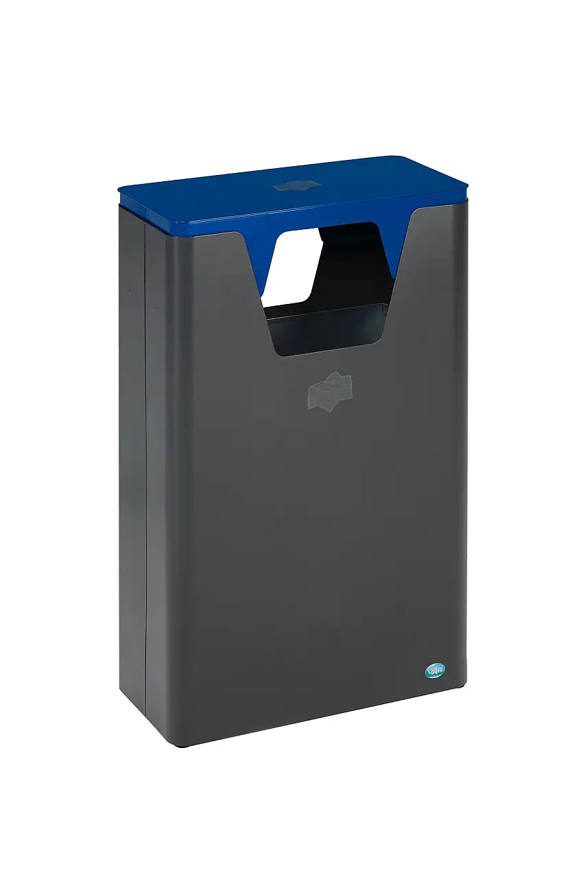 Robuster Wertstoffsammler mit abnehmbarem Deckel | 60 Liter, HxBxT 82,5x50x25cm | Verzinkter Stahl | Blau