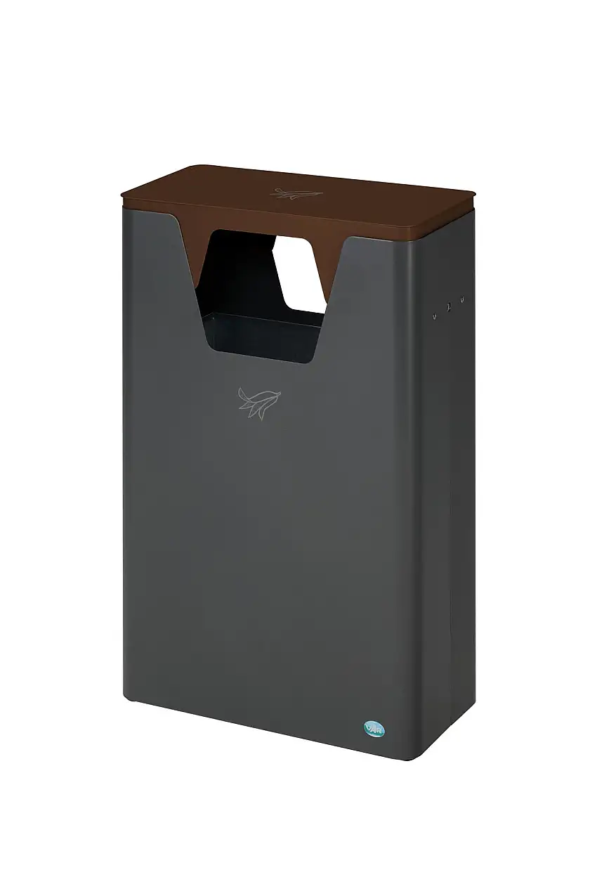 Robuster Wertstoffsammler mit abnehmbarem Deckel | 60 Liter, HxBxT 82,5x50x25cm | Verzinkter Stahl | Braun