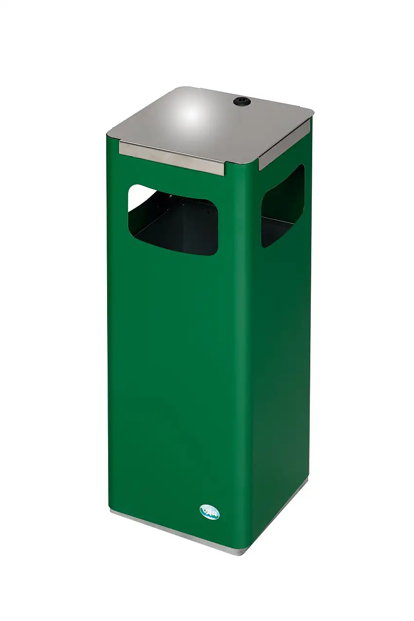 Robuster & modularer Wertstoffsammler mit Edelstahldeckel | 22 Liter, HxBxT 68x25x25cm | Verzinkter Stahl | Smaragdgrün