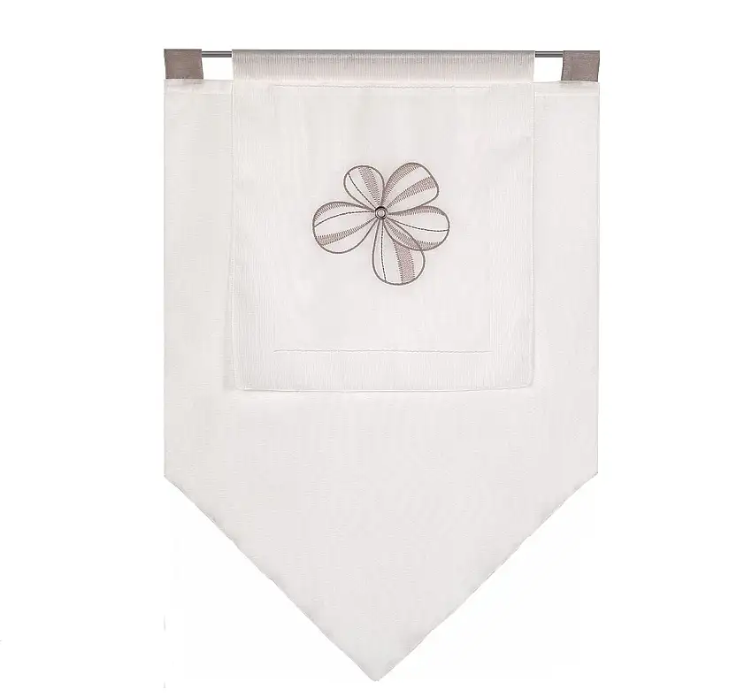 Design Kuvert Blume bestickt taupe Lagenoptik BxH 60x90cm Scheibengardine 2230