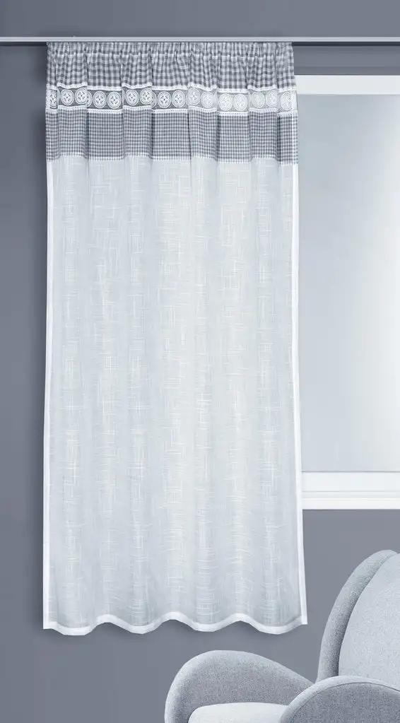 Fertigschal Walli Landhaus kariert weiß-grau BxH 135x175cm
