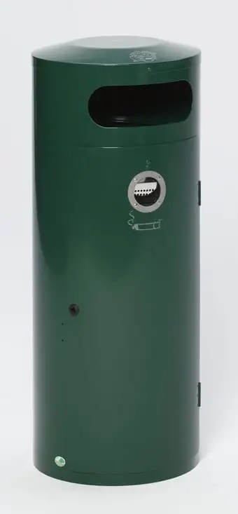 Kombiascher mit Einflügeltür | Ascher innen | 70 Liter, HxBxT 104,5x42x42cm | Verzinkter Stahl | Grün