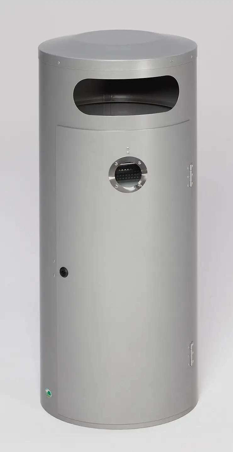 Kombiascher mit Einflügeltür | Ascher innen | 70 Liter, HxBxT 104,5x42x42cm | Verzinkter Stahl | Silber