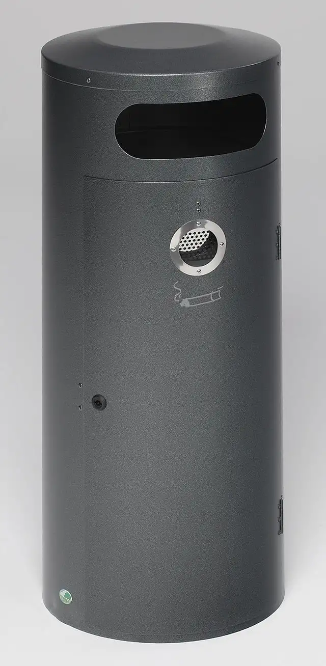 Kombiascher mit Einflügeltür | Ascher innen | 70 Liter, HxBxT 104,5x42x42cm | Verzinkter Stahl | Grau