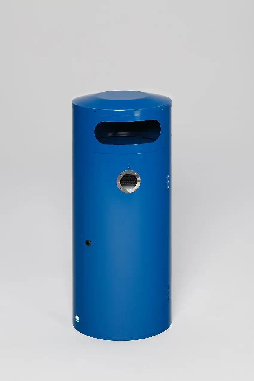 Kombiascher mit Einflügeltür | Ascher innen | 90 Liter, HxBxT 124,5x42x42cm | Verzinkter Stahl | Blau