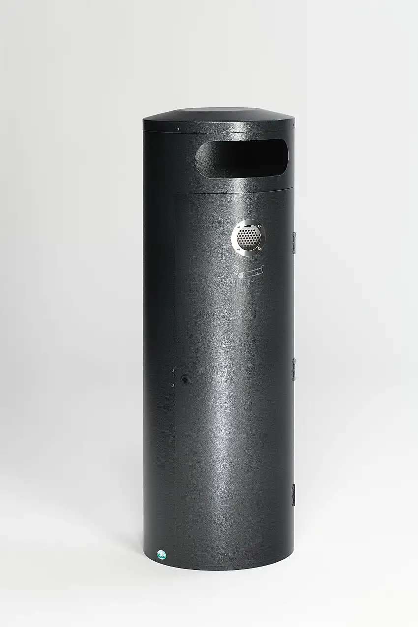 Kombiascher mit Einflügeltür | Ascher innen | 90 Liter, HxBxT 124,5x42x42cm | Verzinkter Stahl | Grau