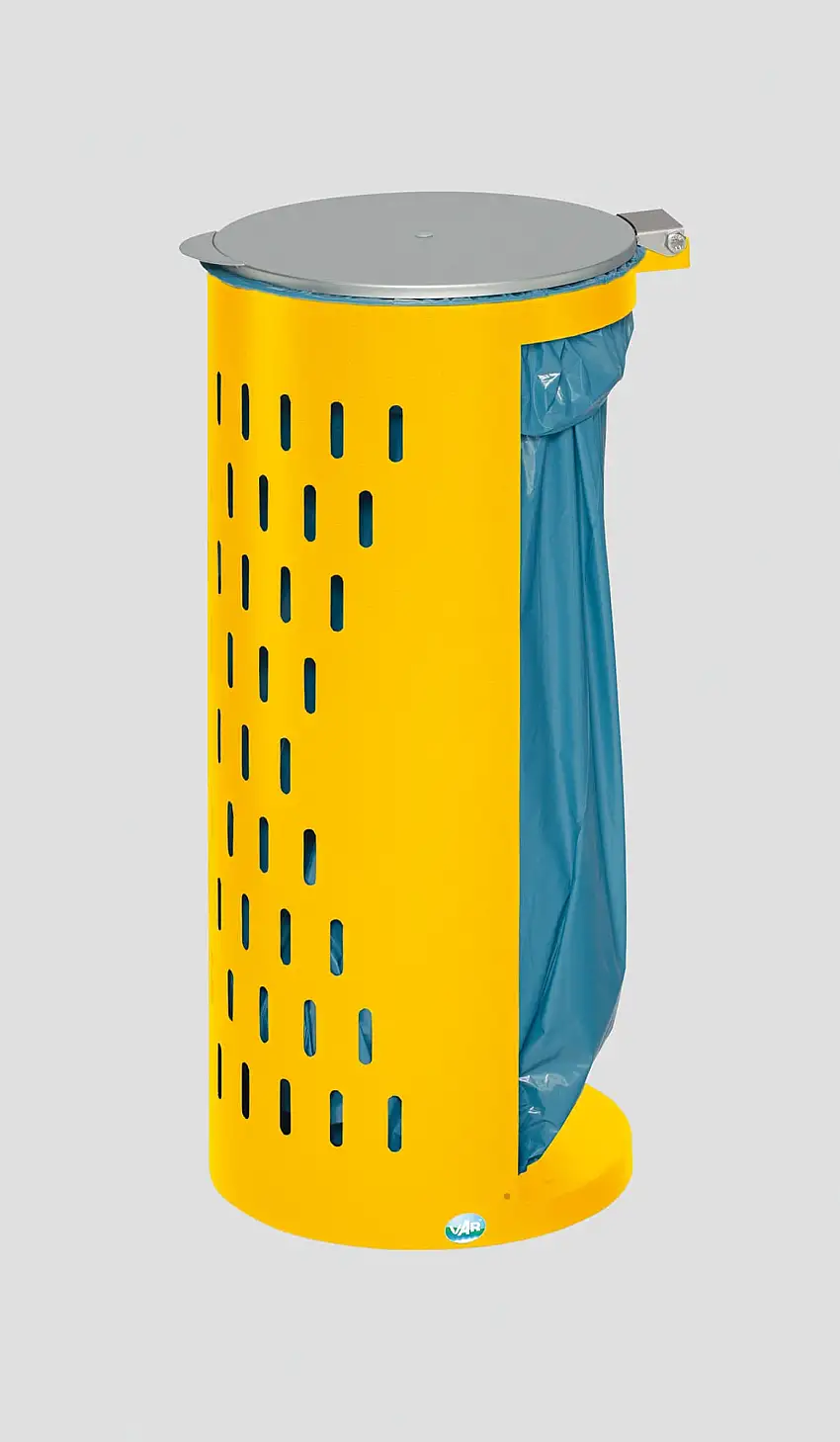 Kompakter Abfallsammler gelocht mit Deckel | 35cm Einfüllöffnung | HxBxT 85x44x44cm | Stahl | Gelb