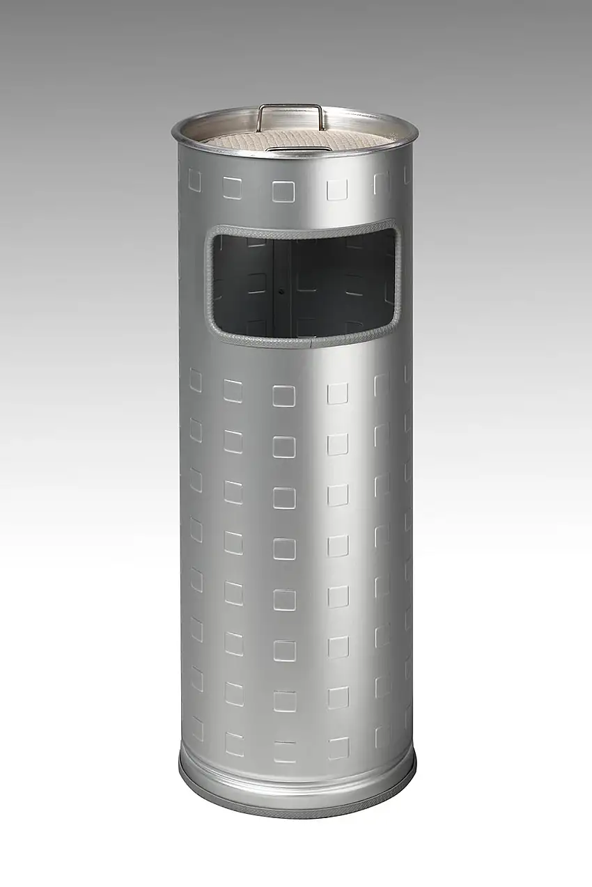 Klassischer Kombiascher mit Kantenschutz im Einwurf | 16,7 Liter, HxBxT 66x23x23cm | Aluminium | Silber