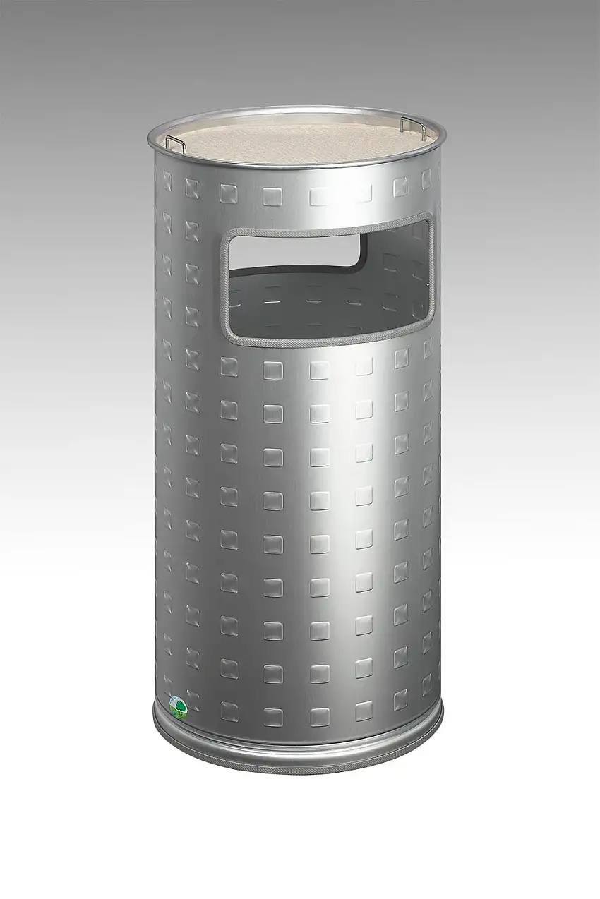 Klassischer Kombiascher mit Kantenschutz im Einwurf | 37,4 Liter, HxBxT 70x32x32cm | Aluminium | Silber