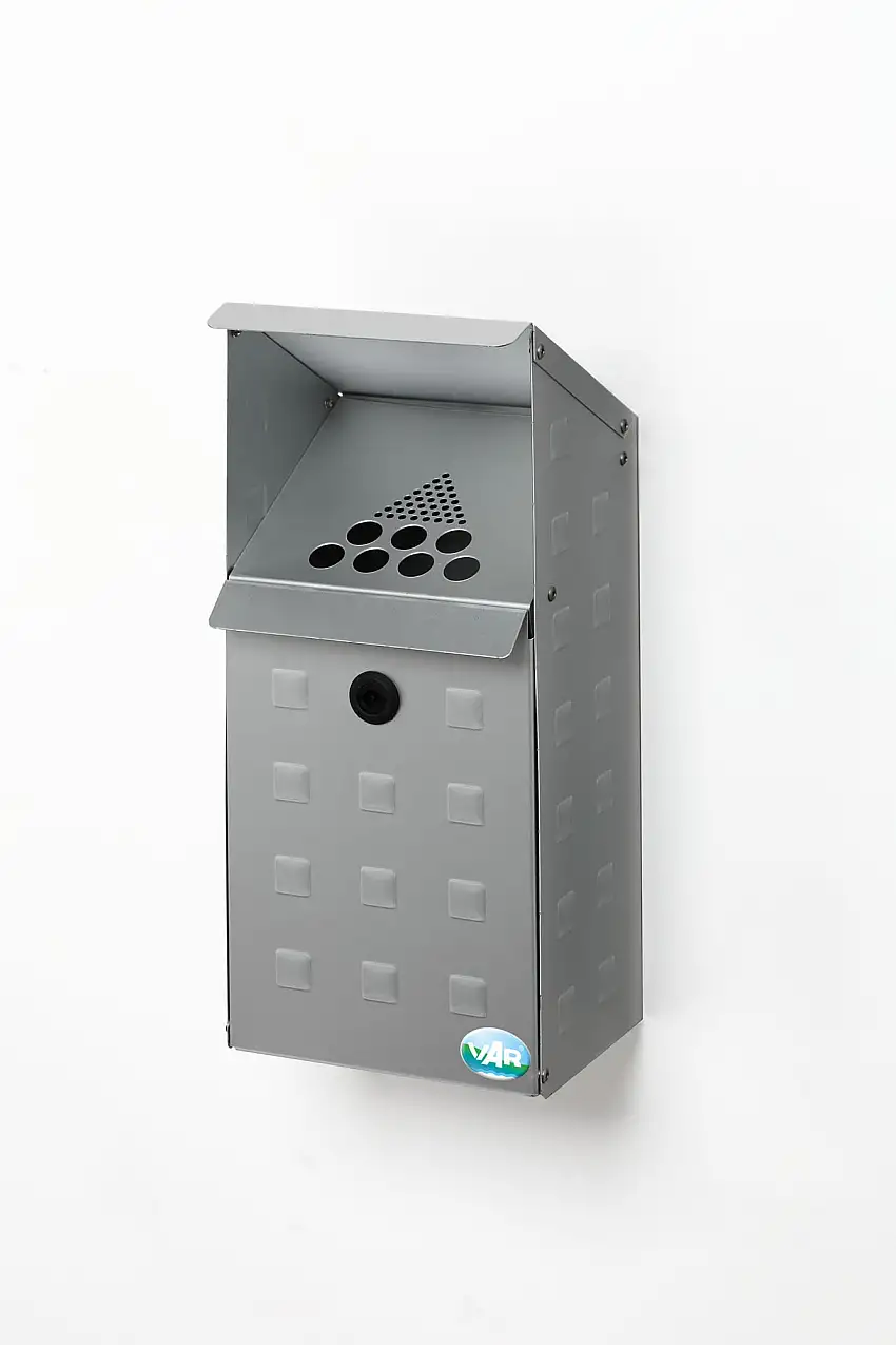 Wandascher mit aufklappbarem Kasten + Schloss | 3,7 Liter, HxBxT 41x18x15cm | Aluminium | Silber