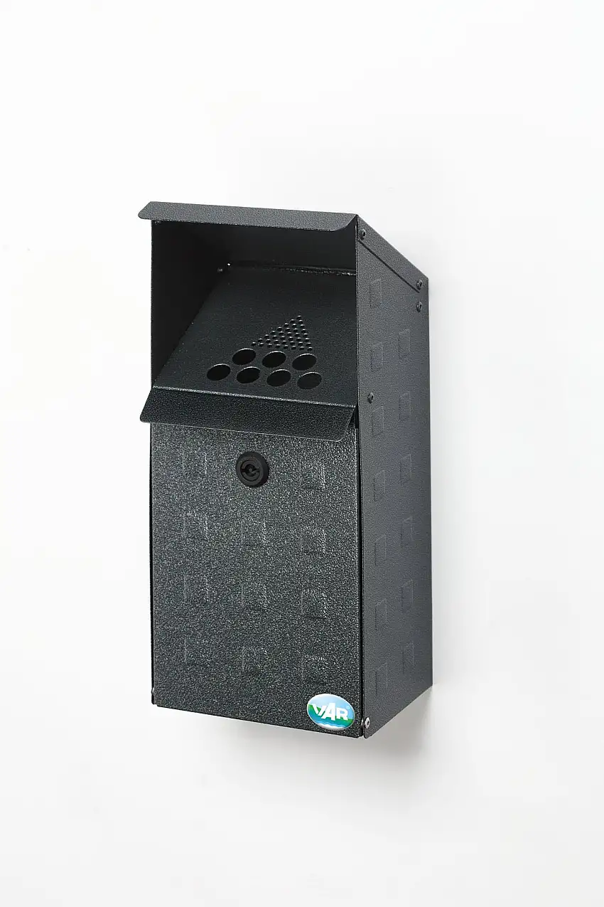 Wandascher mit aufklappbarem Kasten + Schloss | 3,7 Liter, HxBxT 41x18x15cm | Aluminium | Grau