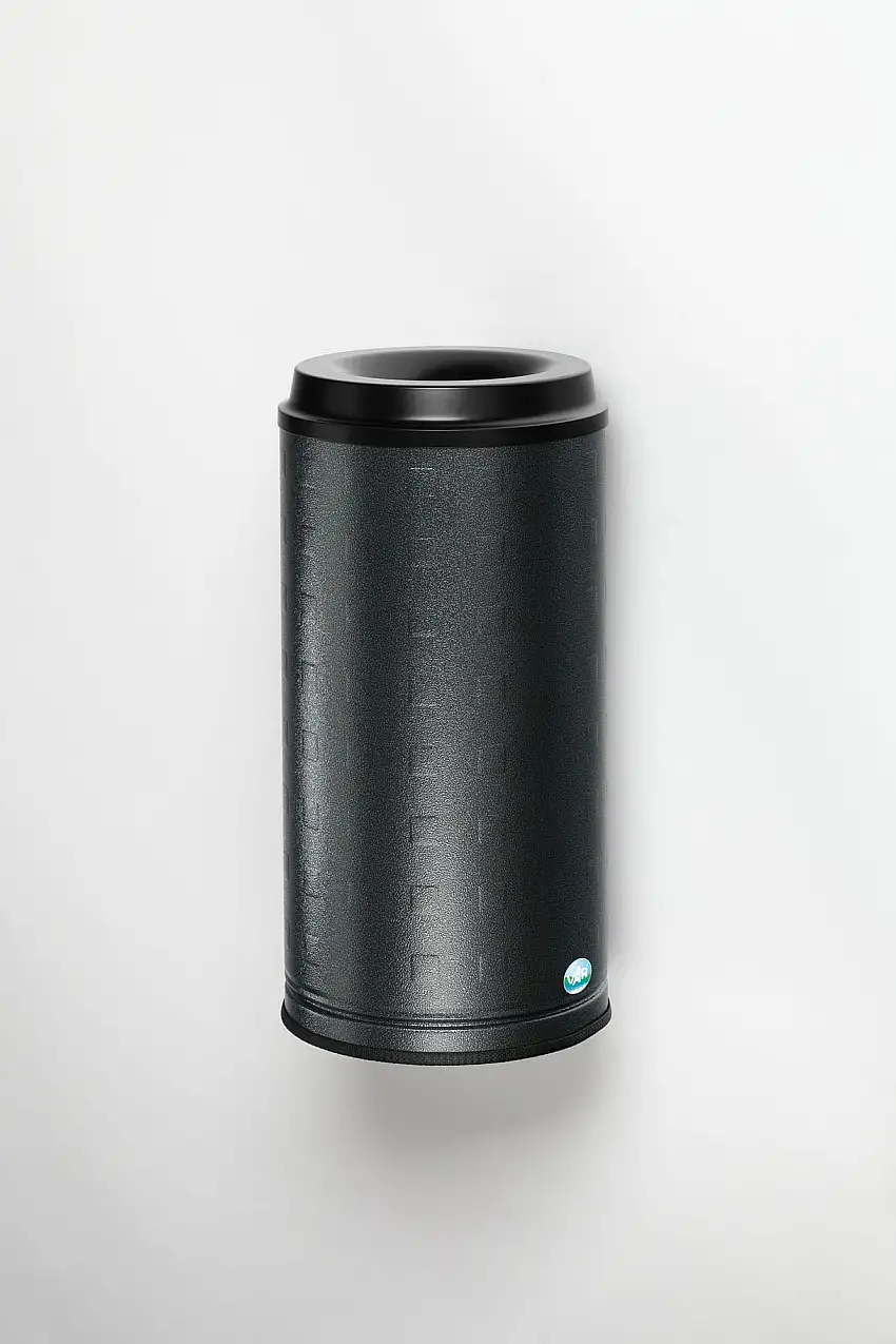 Dekorativer Papierkorb mit Kantenschutz | Wandgerät | 20 Liter, HxBxT 50x25x25cm | Aluminium | Grau