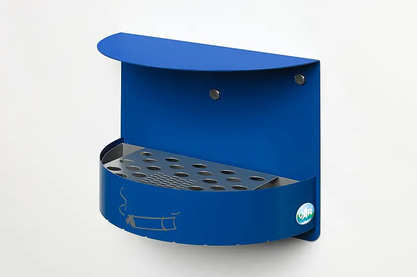 Wandascher mit Schutzdach verschließbar | 1,5 Liter, HxBxT 23x30x15cm | Verzinkter Stahl | Blau