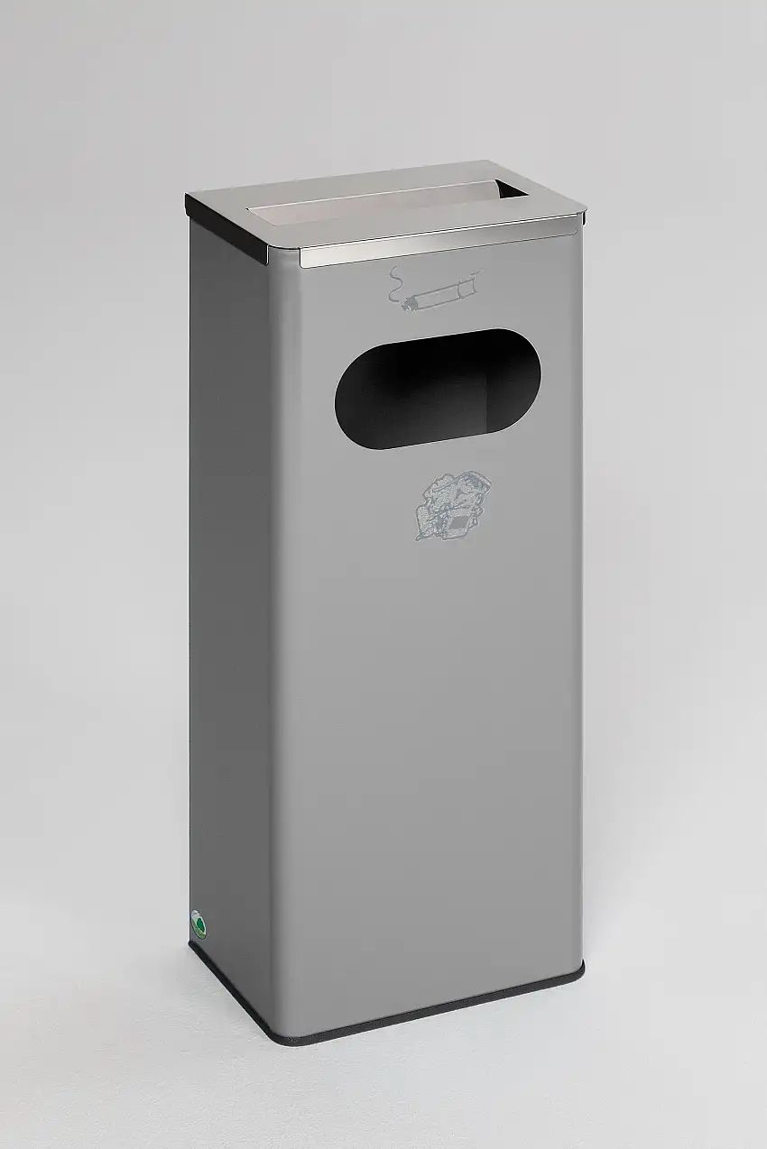 Robuster Kombiascher mit Edelstahl-Abdeckung | HxBxT 76x31x22cm | Verzinkter Stahl | Silber